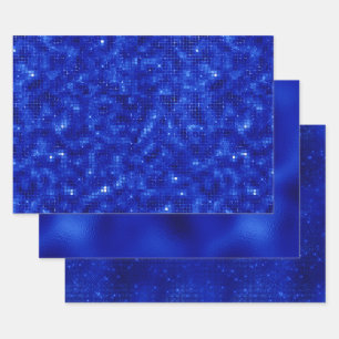 Elegant Royal Blue Foil Hanukkah Wrapping Paper Sheets