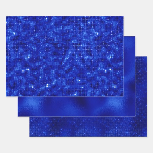 Elegant Royal Blue Foil Hanukkah Wrapping Paper Sheets (Set)