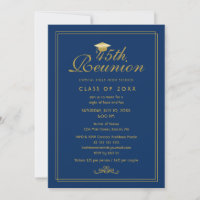 Elegant Royal Blue Gold 45th Class Reunion