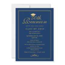 Elegant Royal Blue Gold 50th Class Reunion