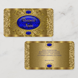 Elegant Royal Blue Gold Business Card