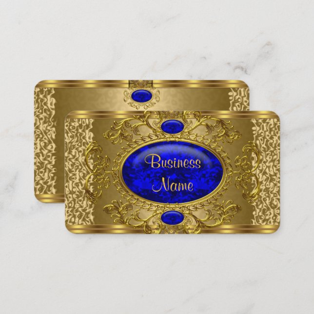 Elegant Royal Blue Gold Business Card (Front/Back)