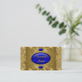 Elegant Royal Blue Gold Business Card (Standing Front)