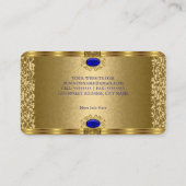 Elegant Royal Blue Gold Business Card (Back)