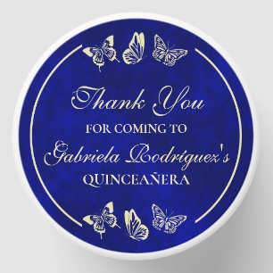Elegant Royal Blue Gold Butterflies Quinceañera Mini Candle Favors