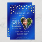 Elegant Royal Blue & Gold Class of 2024 Graduation Invitation (Front/Back)