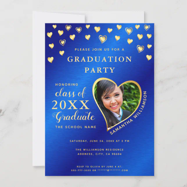 Elegant Royal Blue And Gold Class Of 2024 Graduation Invitation Zazzle