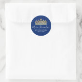 Elegant Royal Blue Gold Crown Quinceanera Classic Round Sticker (Bag)