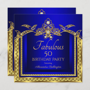 Royal Blue Gold Jewel Birthday Invitations & Invitation Templates | Zazzle