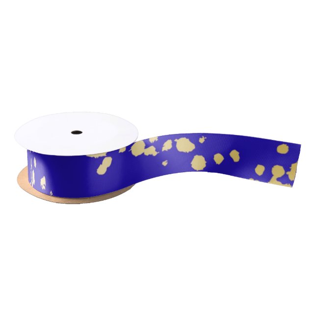 Elegant Royal Blue Gold Glitter Ribbon (Spool)