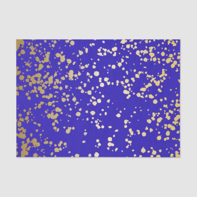 Elegant Royal Blue Gold Glitter Tissue Paper (Front)
