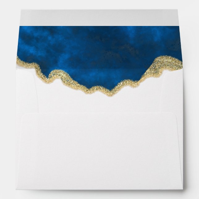 Elegant Royal Blue Gold Glitter Wedding Envelope (Back (Bottom))