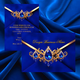 Elegant Royal Blue Gold Jewel Diamonds Gems Business Card