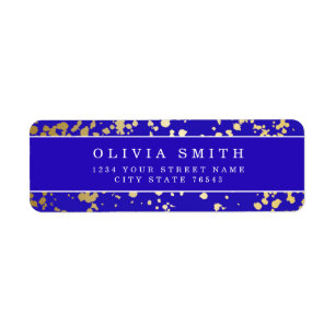 Elegant Royal Blue Gold Return Address Label