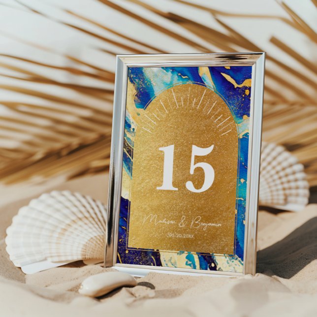 Elegant Royal Blue Gold Table Numbers For Wedding (Creator Uploaded)