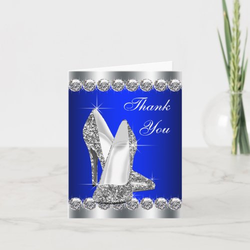 Elegant Royal Blue High Heel Shoe Thank You Cards