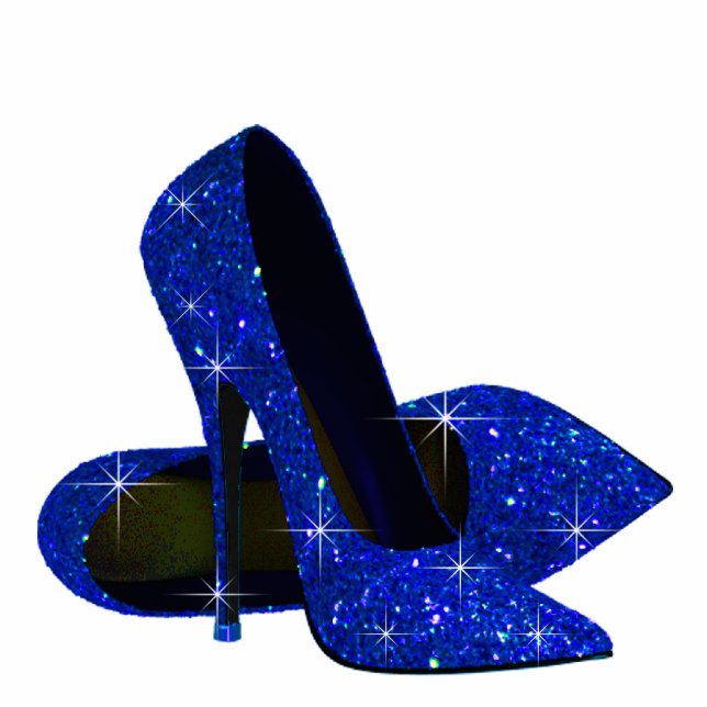 Elegant Royal Blue High Heel Shoes Statuette (Front)