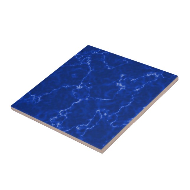 Elegant Royal Blue Marble with White Veins Ceramic Tile (Side)