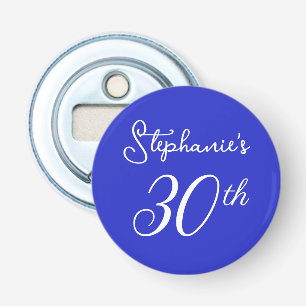 Elegant Royal Blue Monogram 30th Birthday Party Bottle Opener