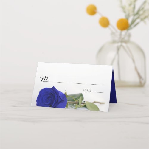 Elegant Royal Blue or Cobalt Rose Wedding Write_In Place Card