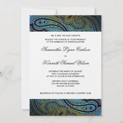Peacock Paisley Indian Wedding Invitations