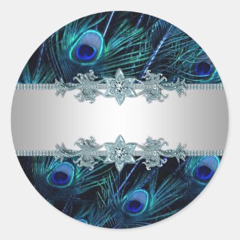 Elegant Royal Blue Peacock Stickers by decembermorning at Zazzle