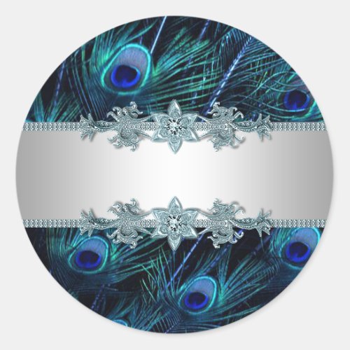 Elegant Royal Blue Peacock Stickers