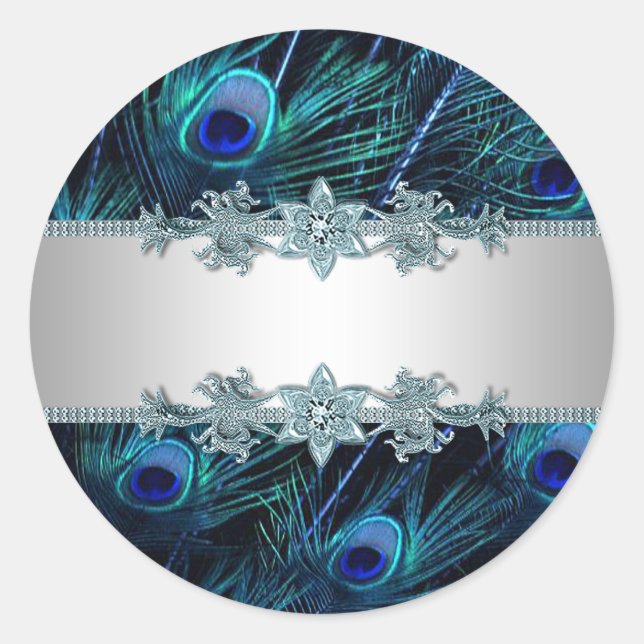 Elegant Royal Blue Peacock Stickers (Front)