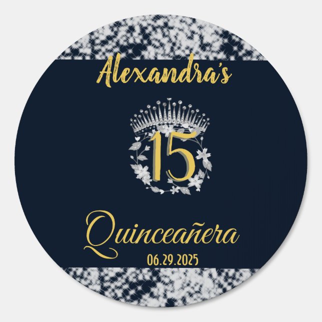 Elegant Royal Blue Princess Quinceanera  Sign (Back)