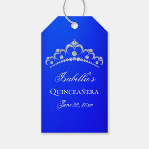Elegant Royal Blue Quinceanera Gift Tags