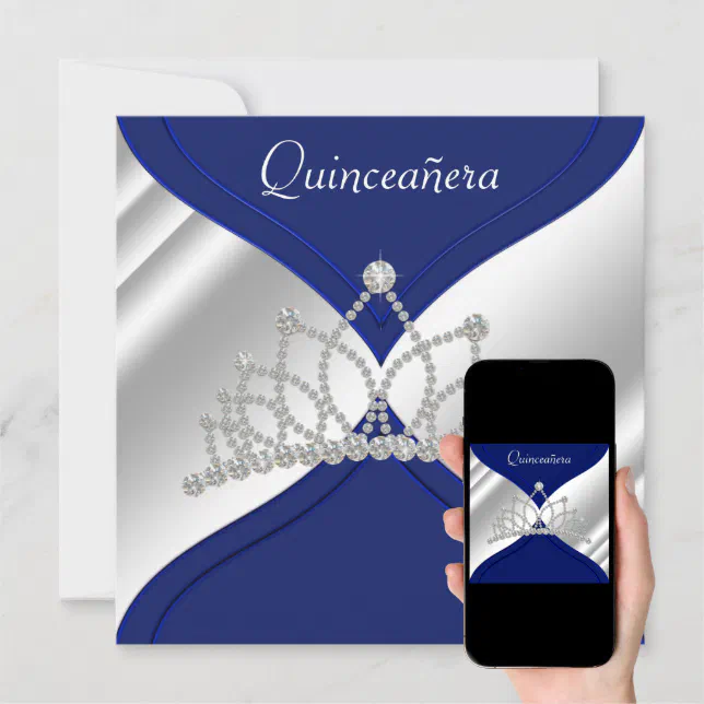Elegant Royal Blue Quinceanera Invitations | Zazzle