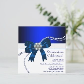 Elegant Royal Blue Quinceanera Invitations | Zazzle