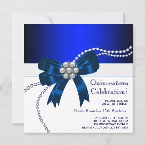 Elegant Royal Blue Quinceanera Invitations
