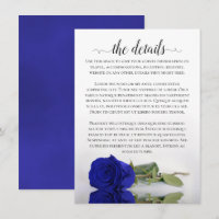 Elegant Royal Blue Reflecting Rose Wedding Details