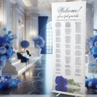 Elegant Royal Blue Rose Alphabetical Seating Chart