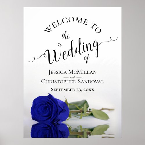 Elegant Royal Blue Rose Classy Wedding Welcome Poster