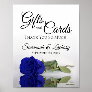 Elegant Royal Blue Rose Gifts & Cards Wedding Sign