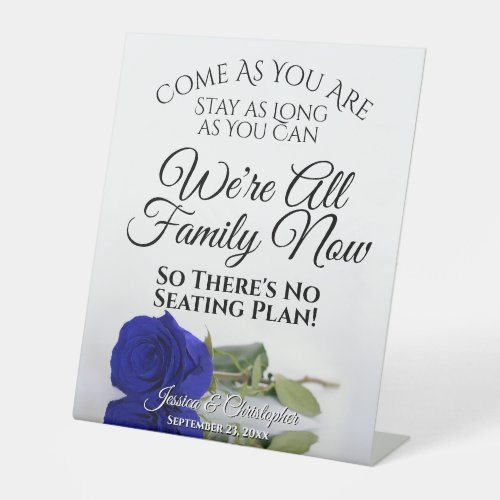 Elegant Royal Blue Rose Open Seating Wedding Pedestal Sign