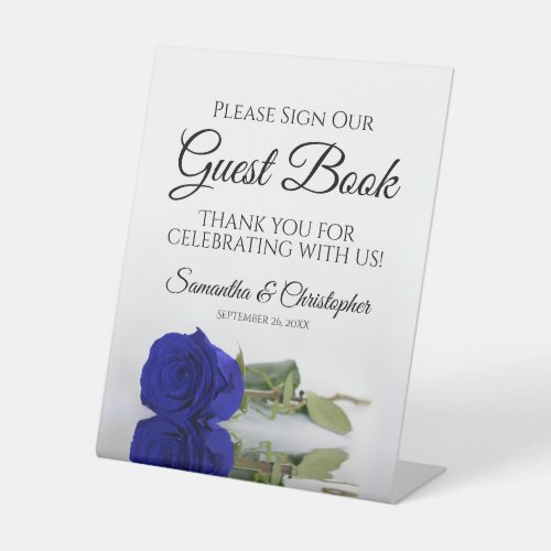 Elegant Royal Blue Rose Please Sign Our Guest Book