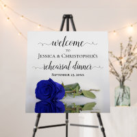 Elegant Royal Blue Rose Rehearsal Dinner Welcome