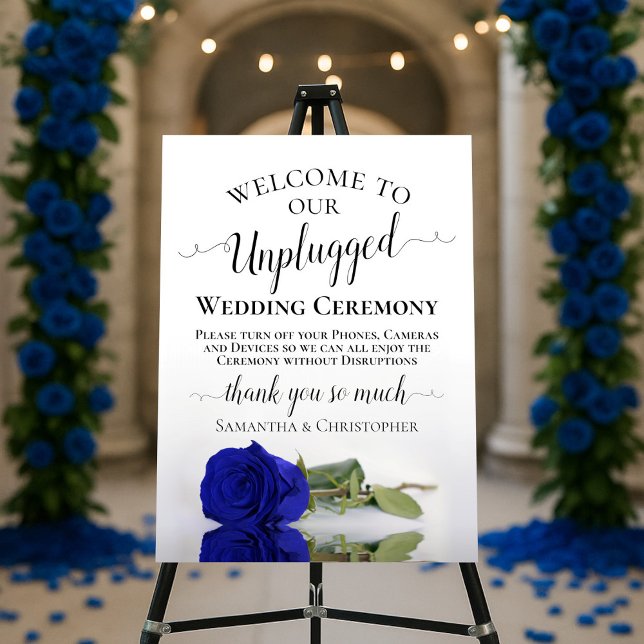 Elegant Royal Blue Rose Unplugged Wedding Ceremony Foam Board (Creator Uploaded)