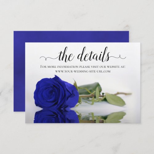 Elegant Royal Blue Rose Wedding Details Website Enclosure Card