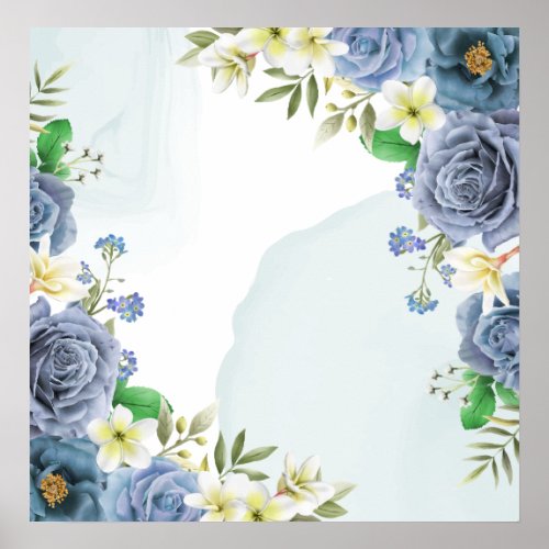 Elegant Royal Blue Roses Wedding Invitation Poster