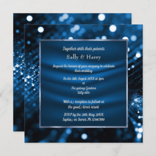 ELEGANT ROYAL BLUE SATIN DIAMOND WEDDING INVITATION