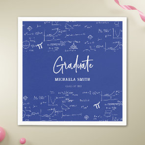 Elegant Royal Blue Script Math Graduate Party Napkins