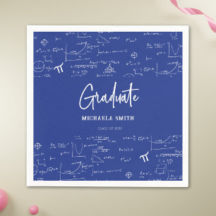 Elegant Royal Blue Script Math Graduate Party Napkins