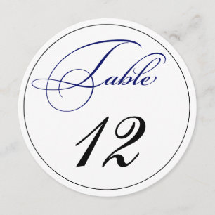 Elegant Royal Blue Script Round Table Number Cards