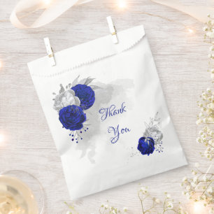 elegant royal blue silver flowers wedding favor ba bag