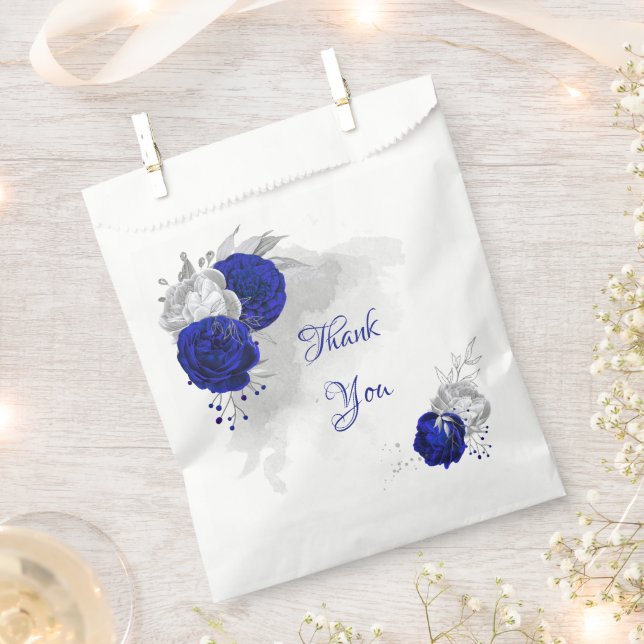 elegant royal blue silver flowers wedding favor ba bag (Clipped)