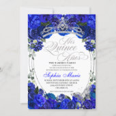 Elegant Royal Blue Silver Quinceanera Birthday  Invitation (Front)